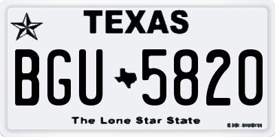 TX license plate BGU5820