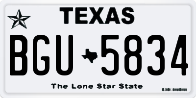 TX license plate BGU5834