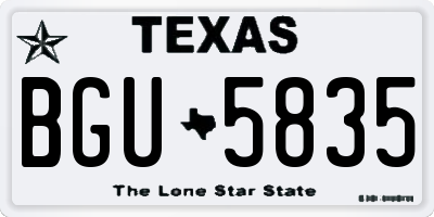 TX license plate BGU5835