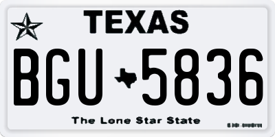 TX license plate BGU5836