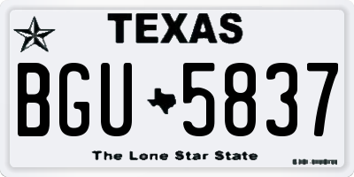 TX license plate BGU5837
