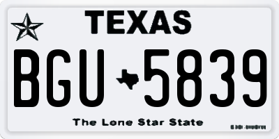 TX license plate BGU5839