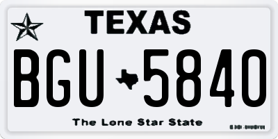 TX license plate BGU5840