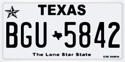 TX license plate BGU5842