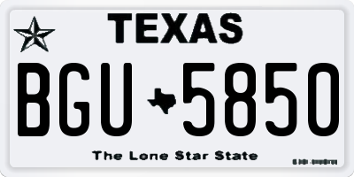 TX license plate BGU5850