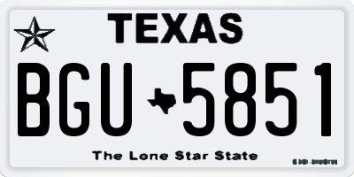 TX license plate BGU5851