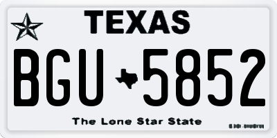 TX license plate BGU5852