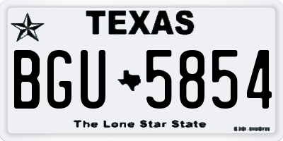 TX license plate BGU5854