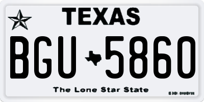 TX license plate BGU5860