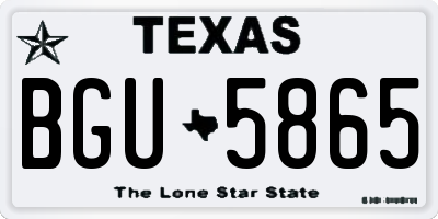 TX license plate BGU5865