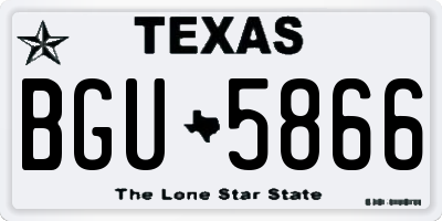 TX license plate BGU5866