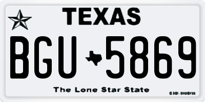 TX license plate BGU5869
