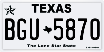 TX license plate BGU5870