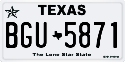 TX license plate BGU5871