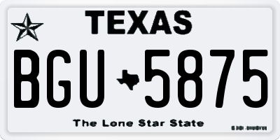 TX license plate BGU5875