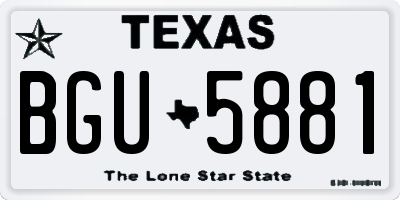 TX license plate BGU5881