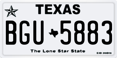 TX license plate BGU5883