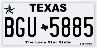 TX license plate BGU5885