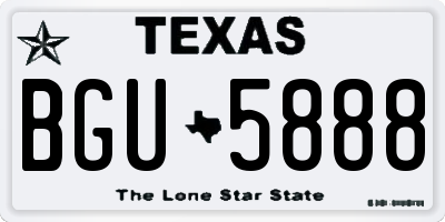 TX license plate BGU5888
