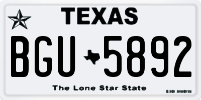 TX license plate BGU5892