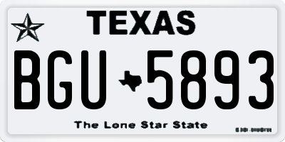 TX license plate BGU5893
