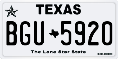 TX license plate BGU5920