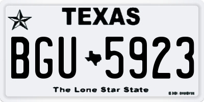 TX license plate BGU5923