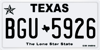 TX license plate BGU5926