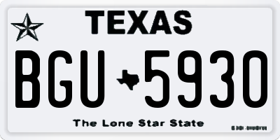 TX license plate BGU5930