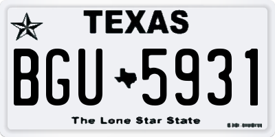 TX license plate BGU5931