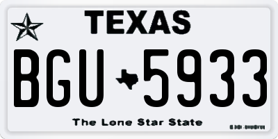 TX license plate BGU5933