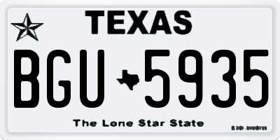 TX license plate BGU5935