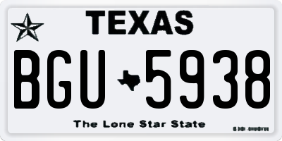 TX license plate BGU5938