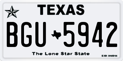 TX license plate BGU5942