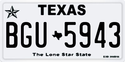 TX license plate BGU5943