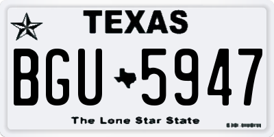 TX license plate BGU5947