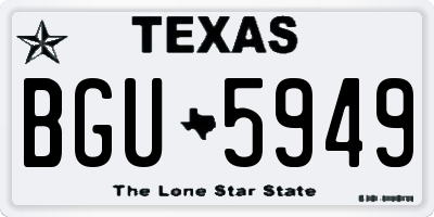 TX license plate BGU5949