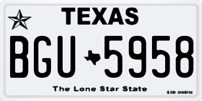 TX license plate BGU5958