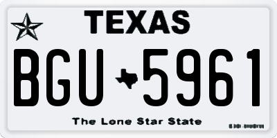 TX license plate BGU5961