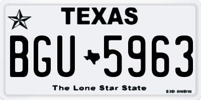 TX license plate BGU5963