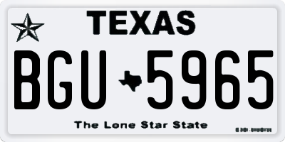 TX license plate BGU5965