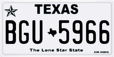TX license plate BGU5966