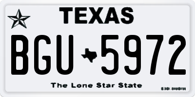 TX license plate BGU5972