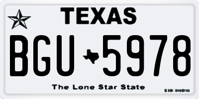 TX license plate BGU5978