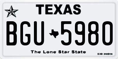 TX license plate BGU5980