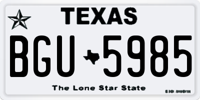 TX license plate BGU5985
