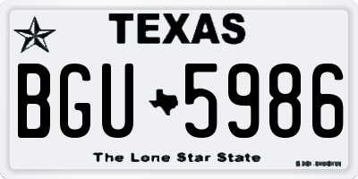 TX license plate BGU5986