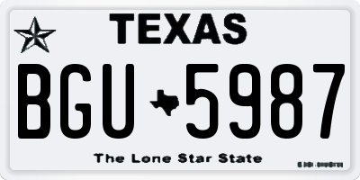 TX license plate BGU5987