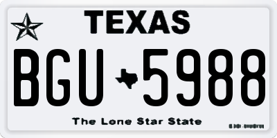 TX license plate BGU5988