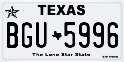 TX license plate BGU5996